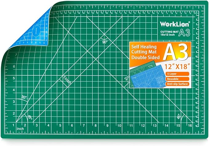 Worklion Self Healing Cutting Mat for Craft-Thickened 18inch x 12inch fabric sewing mat for quilting,rotary cutting, nonslip