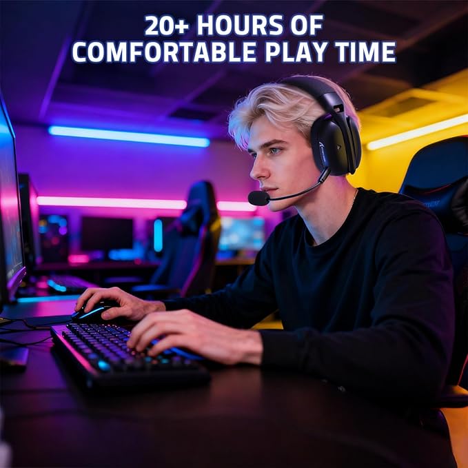 MAMBASNAKE × Attack Shark L80PRO Wireless Gaming Headset,Lightweight Over-Ear Headphones with Dual Mic, 2.4G/BT/Wired,Surround Sound,Low Latency,Noise Cancelling for PC,PS5,Laptop,Smartphone – Black