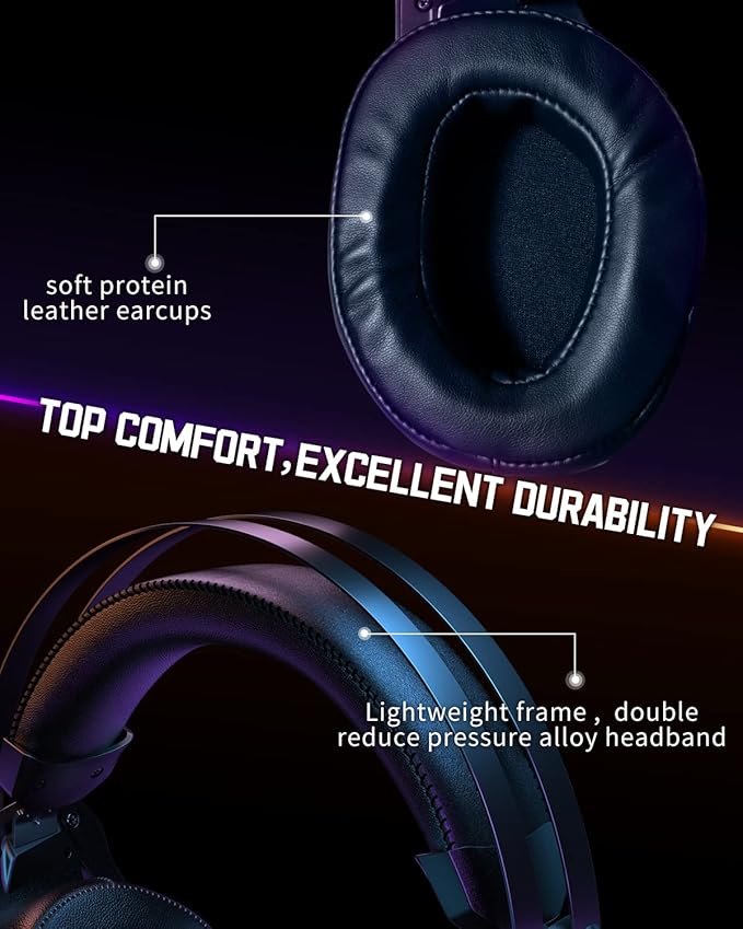 Gaming Headset for Xbox One Series X/S Ps5, Ps4, PC Switch, Noise Canceling Headphones with Microphone, 3.5mm Audio Jack, Auto-Adjust Headband