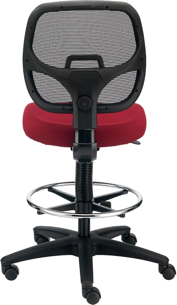 Global Industrial Armless Mesh Drafting Stool, Fabric, Red, Mid Back