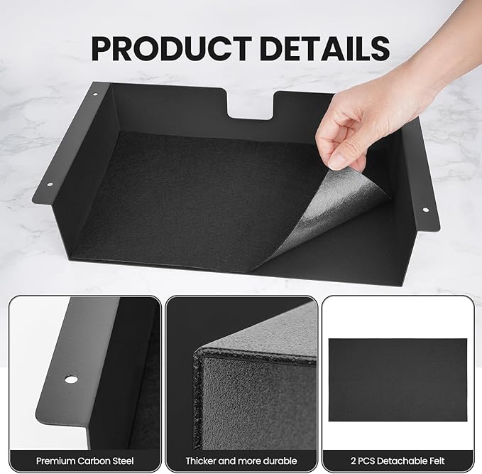2 Pack Under Desk Shelf - 13 Inch Under Desk Storage Shelf, Metal -Under Desk Organizer - Under Shelf Storage for Office Tables & Workstations