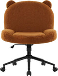 IWMH Armless Office Desk Chair with Wheels,Ergonomic Criss Cross Legged Computer Chair with Fabric Padded, Height Adjustable Wide Seat Vanity Chair,Mid Back Task Chair for Home, Bedroom (Brown)