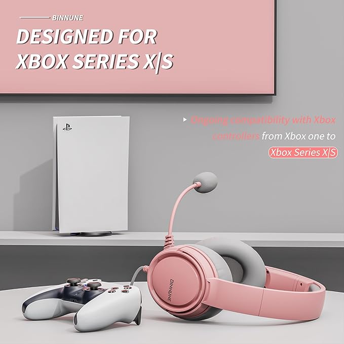 BINNUNE Gaming Headset with Mic for PS4 PS5 Xbox Series X|S Xbox 1 PC NS, Wired Gaming Headphones with Microphone for PS 4|5 Xbox1