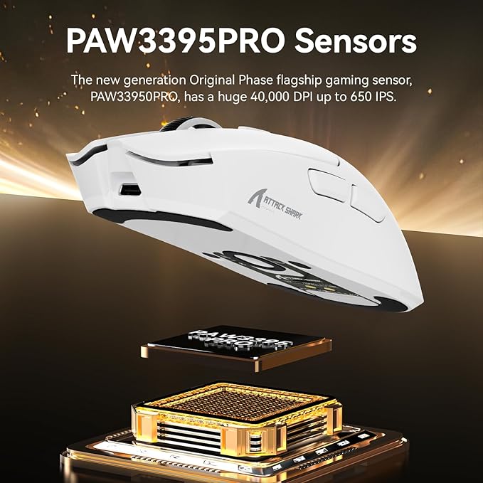 X1 Superlight Wireless Gaming Mouse with RGB Magnetic Charging Dock, BT/2.4G Wireless/Wired Gaming Mouse, PAW3395PRO Gaming Sensor, 40000DPI, Tape, 53g Office Mice for PC/Mac/Win/Xbox (White)