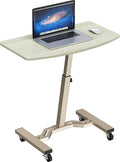 SHW Mobile Height Adjustable Laptop Rolling Cart with Height Adjustment from 28" to 33", Maple