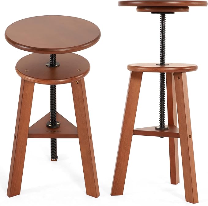 VISWIN Adjustable Drafting Stool, Beech Wood, Artist Stool Chair, Supports Up to 176 Lbs, for Artists, Studio, Home Use, Office, Kitchen, Walnut