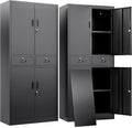 BESFUR Metal Storage Cabinet with 2 Drawers 4 Doors and 2 Adjustable Shelves Garage Storage Cabinet with Lock 71" Office Storage Cabinets Locking Cabinets for Garage Office Shop Home (Black)