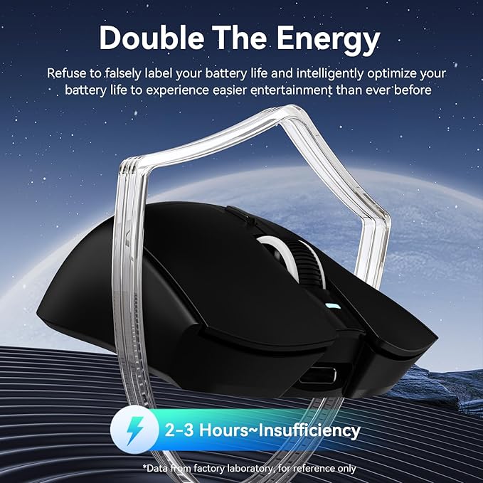 ATTACK SHARK X1 Superlight Wireless Gaming Mouse with RGB Magnetic Charging Dock, BT/2.4G Wireless/Wired Gaming Mouse, PAW3395PRO Gaming Sensor, 40000DPI, 53g Office Mice for PC/Mac/Win/Xbox (Black)