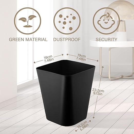 Amyhill 10 Pcs Small Trash Can 2 Gallon Plastic Garbage Can Small Waste Basket for Bathroom Office Kitchen Living Room Bedroom Home Under Desk(Black)