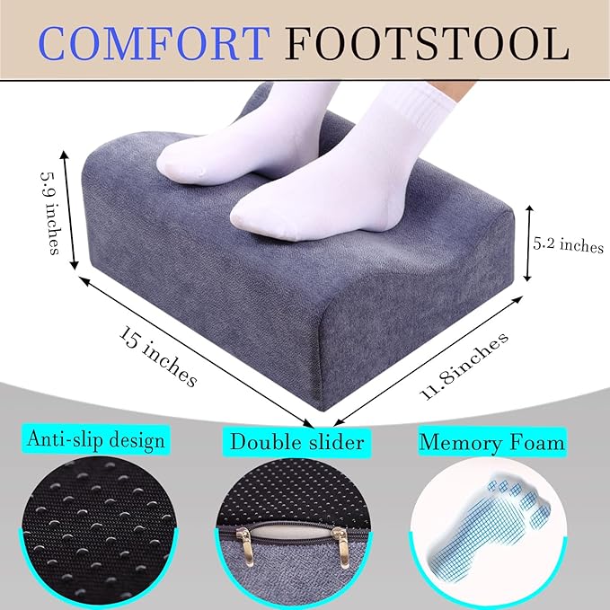 Foot Rest for Under Desk at Work,at Work Soft Ergonomic Footrest,Support Foot Pillow,Heel Chair,Leg Elevation Pillow,(Blue)