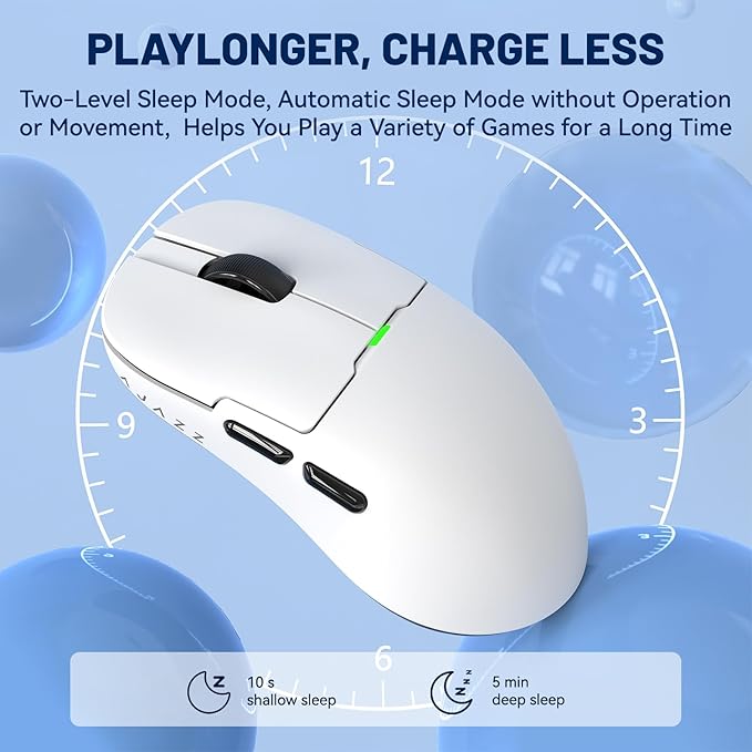 ATTACK SHARK x Ajazz AJ159 Gaming Mouse,2.4G Wireless Mouse,56g Ultralight,26K DPI PAW3395 Sensor,6 Programmable Buttons,Ergonomic Wired Gaming Mouse USB3.0 with 80M Click Switch for PC/MAC