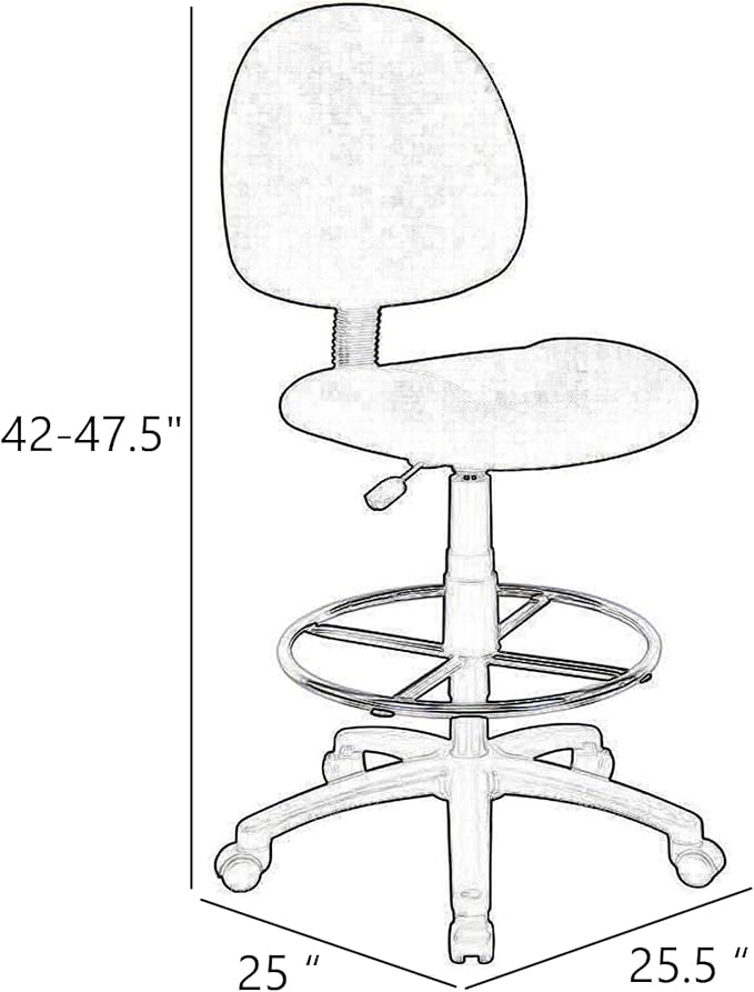 Benzara Jea Drafting Stool Chair, Burgundy Red Tweed, Contoured Back and Footring