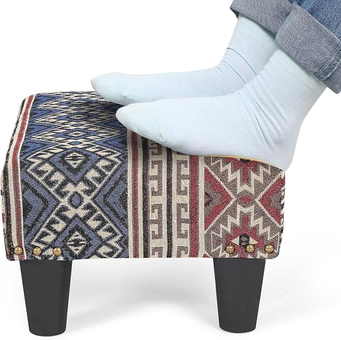 Joveco Foot Rest for Under Desk Fabric with Sponge Stool for Home and Office (Bohemia)