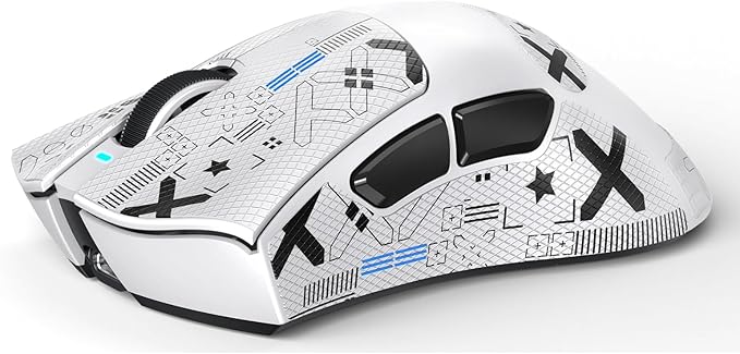 MAMBASNAKE Attack Shark V3 Wireless Gaming Mouse,Adjustable 25K DPI PAW3311 Optical Sensor,Ergonomic Lightweight 5 Programmable Buttons 500mAH Battery,2.4G/BT/USB-C Wired for PC/Mac-White&Griptape