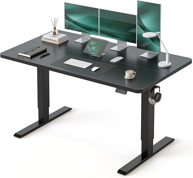 CubiCubi Electric Standing Desk Height Adjustable, 55.1 x 23.6 Inches Home Office Computer Desk, Sit to Stand Up with Memory Presets, Black