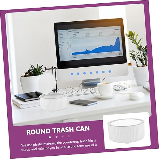 Zerodeko Slim Desktop Trash Can Small Waste Basket Lid Plastic Garbage Can for Office Bedroom