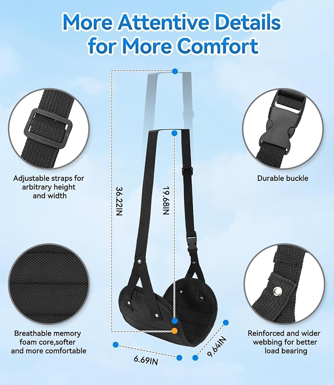 Portable Airplane Foot Hammock(Memory Foam)-Ultimate Comfort Bundle w/Sleep Mask & Ear Plugs, Foot Hammock for Plane Travel Essentials to Relax Your Feet, Airplane Foot Rest for Plane Travel 04