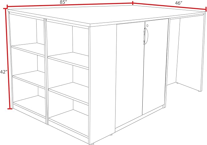 Regency Legacy Stand Up Storage Cabinet/ 3 Desk Quad with Bookcase End- Cherry