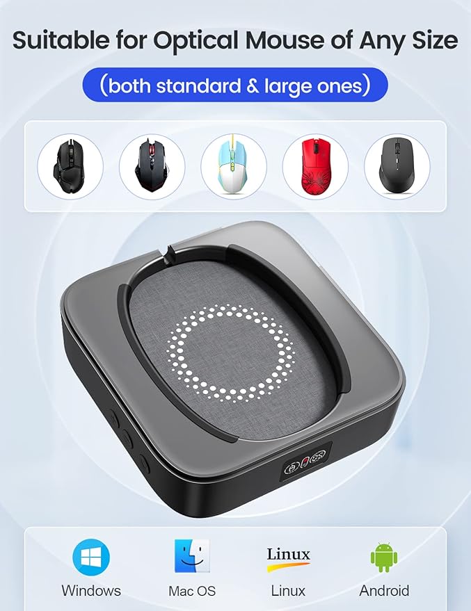 Mouse Jiggler Undetectable, No Need to Align Cursor, Mouse Mover Device with Adjustable Interval and Screen, Automatic Mouse Shaker Wiggler for Both Large and Small Mice, Real Random Movement