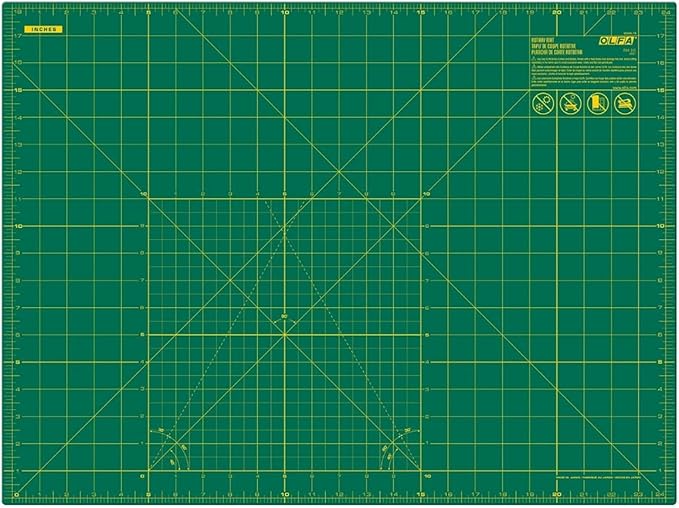 OLFA 18" x 24" Self Healing Rotary Cutting Mat (RM-SG) - Double Sided 18x24 Inch Cutting Mat with Grid for Quilting, Sewing, Fabric, & Crafts, Designed for Use with Rotary Cutters (Green)