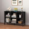 6-Cube Bookcase, Farmhouse Wooden Bookshelf Low Storage Organizer, 45" Horizontal Black Console with Legs, Hallway Book Case for Entryway, Display Cabinet for Living Room (Black, 6-Cube)