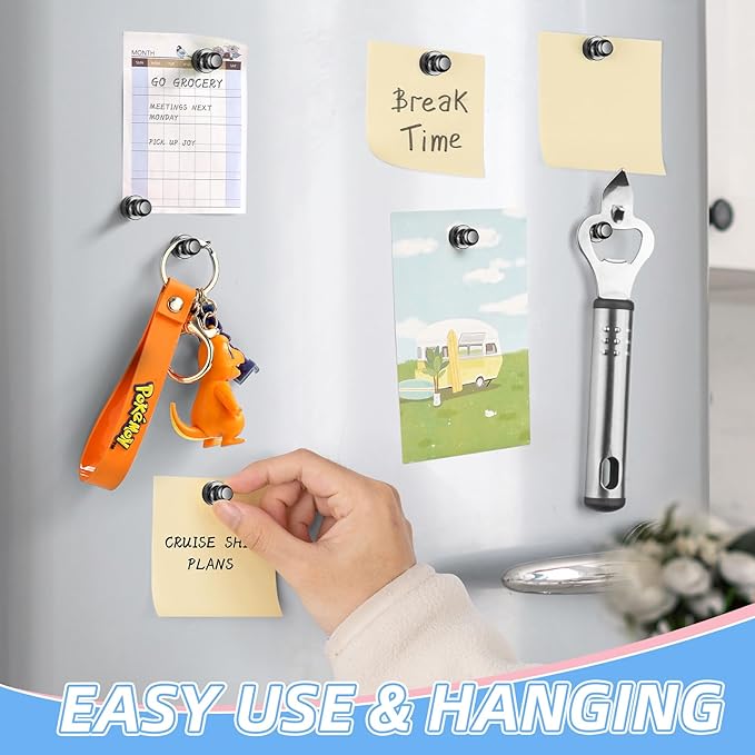 20 Pcs Fridge Magnets, Refrigerator Magnets, Small Strong Magnets, Whiteboard Magnets for Fridge, Magnetic Push Pins for Locker, Kitchen Decor and Accessories, Office, Classroom Organization