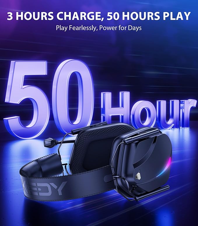 Vakedy Wireless Gaming Headset for PS5, PS4, PC, 2.4GHz Low-Latency & Bluetooth 5.4 Gaming Headphone with Noise Canceling Mic, 50mm Drivers, 50H Battery Wireless Headset for Switch, Mobile, Mac