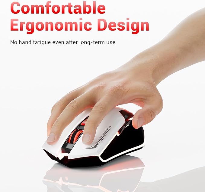Wired Mouse for Computer and Laptop, Gaming Mouse RGB, Wired Optical Mouse with 6 Programmable Buttons & 7 Backlit Modes, USB Corded Mouse, Right or Left Hand Use - White
