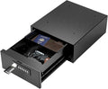 POCHAR Under Desk Gun Safe with Electronic Keypad & Key Lock - Steel Slide-Out Handgun Safe Storage Drawer for Home, Office, Garage, Car - Quick Access Hidden Gun Vault for Pistol & Valuables