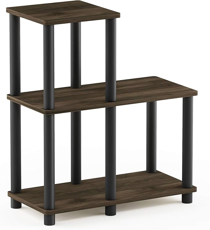 Furinno Wire 3-Tier Industrial Style Metal Frame Bookcase, Display Shelf, 47 Wide, Walnut Cove