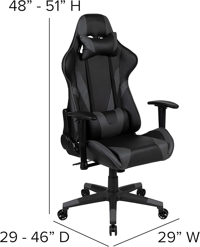 Flash Furniture Optis Black Gaming Desk and Gray Reclining Gaming Chair Set with Cup Holder, Headphone Hook, and Monitor/Smartphone Stand