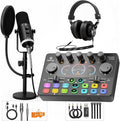 Podcast Equipment Bundle, Dynamic XLR/USB Gaming Microphone & Streaming Audio Mixer with RGB Lights, Perfect for Podcast, Recording, Video Vocal, PC