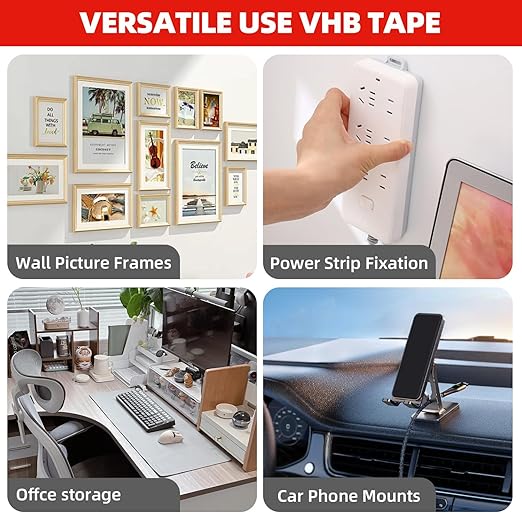 3M Double Sided Tape Heavy Duty2in X 9.85ft, Removable Mounting Tape for Wall, White Sticky Foam Tape, Picture Hanging Strips & Poster Hanger, Waterproof Adhesive Strips, Carpet Tape & Rug Gripper