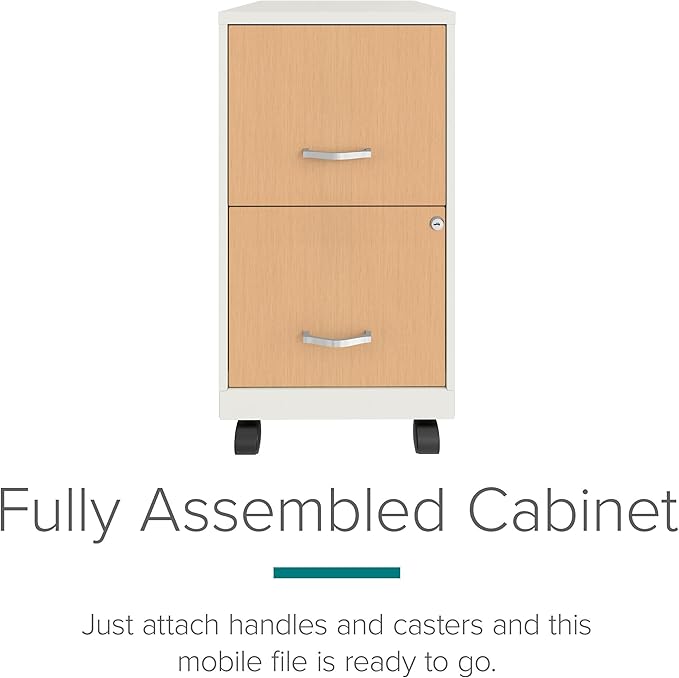 Hirsh Industries Space Solutions Home Office Metal Desk and Storage Set - White/Maple