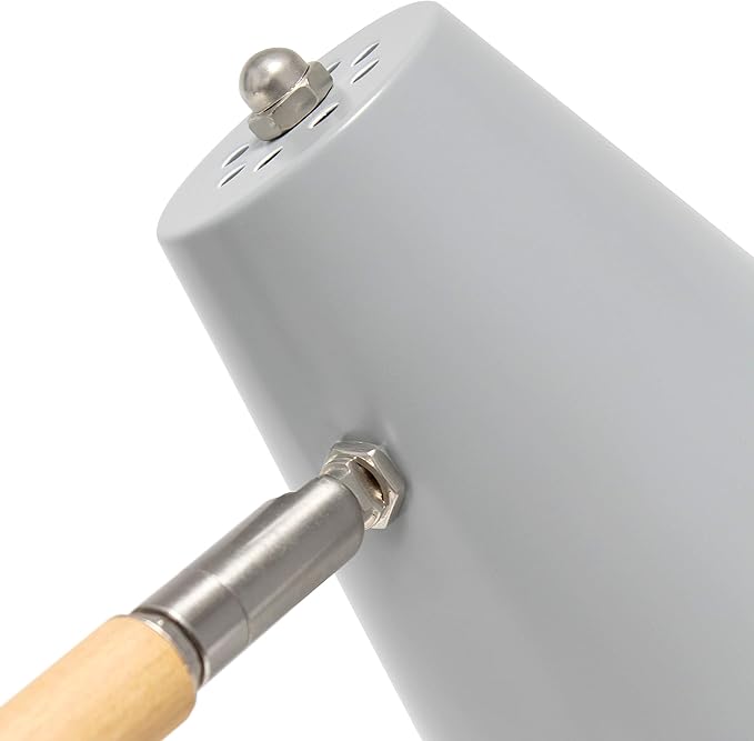 Simple Designs LD1059-GRY Gray Matte and Wooden Pivot Desk Lamp