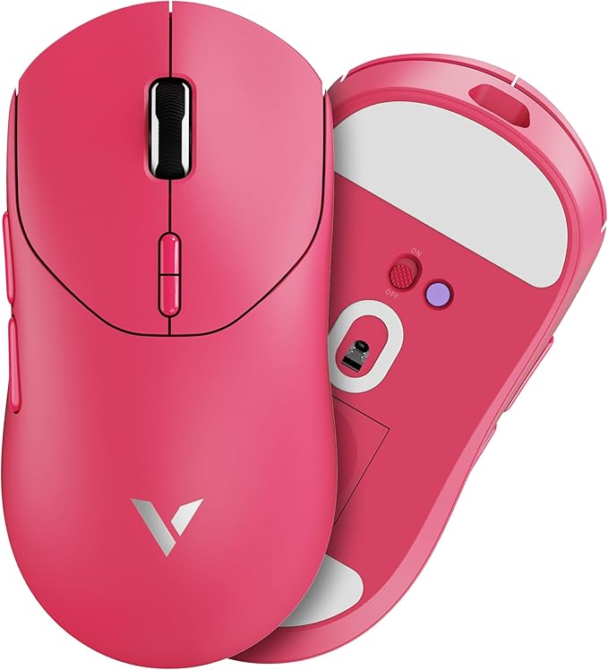 Rapoo VT MAX Lightweight Wireless Gaming Mouse, PAW3950 Ultimate Sensor,750H Battery Life, 8K Polling, 45K DPI, Dual-Mode 2.4G/USB-C, Esports Grade Performance Mouse for PC/Mac (VT2 MAX, Pink)