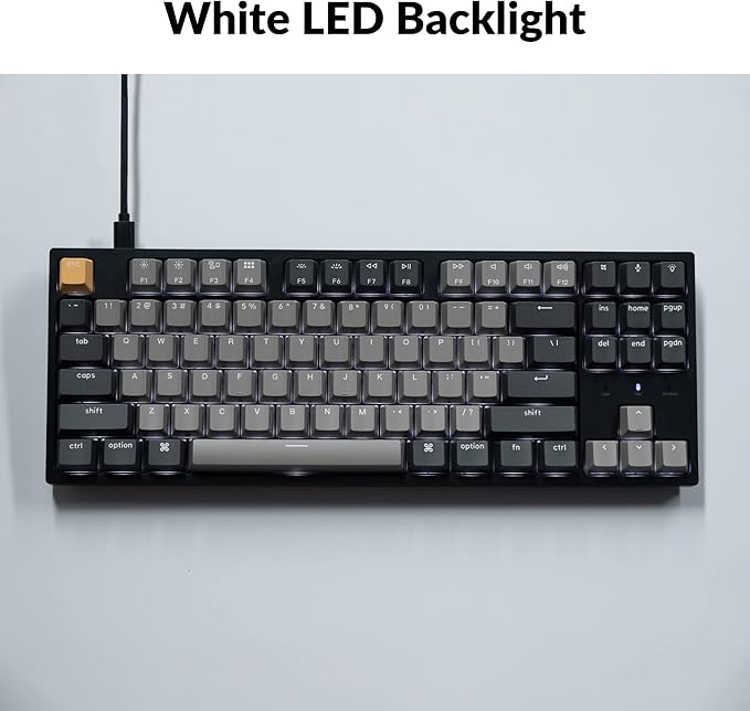 Keychron C1 Pro Wired Custom Mechanical Keyboard, TKL Layout QMK/VIA Programmable OEM Profile Double-Shot PBT Keycaps White LED Backlight with K Pro Brown Switch for Mac Windows Linux