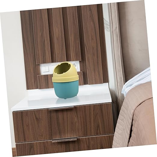 ARTIBETTER Cute Mini Trash Can Lid Desktop Slim Waste Bin for Office and Bedroom Kawaii Dinosaur Design Tiny Garbage Container for Home Use 1-Pack