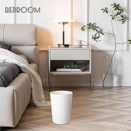 UUJOLY Small Trash Can Wastebasket Garbage Can Container Bins for Bathrooms, Laundry Room, Kitchens, Offices, Kids Rooms, Dorms (White, 2 Pack)