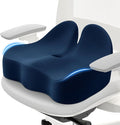 CushZone Memory Foam Seat Cushion for Office Chair, Ergonomic Coccyx Cushion for Desk Chair, Tailbone Support Pillow for Long Sitting, Non-Slip Seat Pad for Home, Gaming Chair -Navy Blue, X-Large