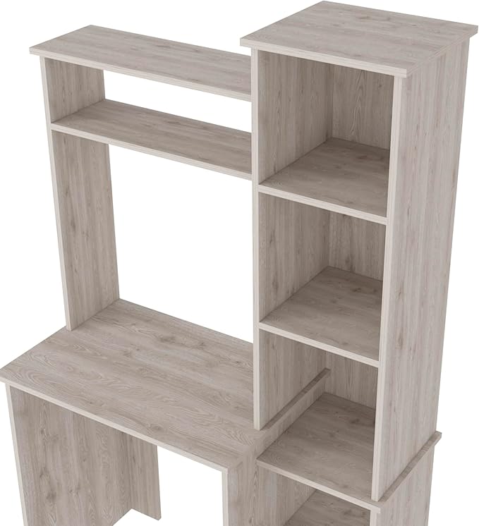 2 Piece Office Set, Bookcase + Desk, Light Gray