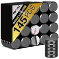 DIYMAG Strong Magnets Dots 145Pcs 0.7x0.2Inch Fridge Refrigerator Magnet for Crafts with Adhesive Backing Magnetic Small Black Button Ceramic Circle Craft Heavy Duty Adhesive Whiteboard
