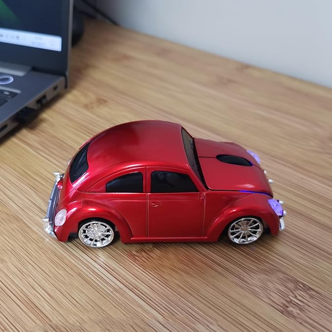 Car Mouse for Computer, Cool and Cute Car-Shaped Mouse, Wireless 2.4Ghz Optical Mice for Laptop PC Mac (Red)
