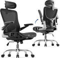 marrap Ergonomic Office Chair, Mesh Seat Cushion with 3D Armrests and 3D Headrest, Adjustable Lumbar Support with 90-120° Rocking Function, Black