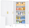 PAOFIN 71" Metal Storage Cabinet with 2 Doors and 4 Adjustable Shelves,White Metal Garage Storage Cabinets, File Cabinet,Steel Tool Cabinets for Home,Office,Garage,School,Warehouse