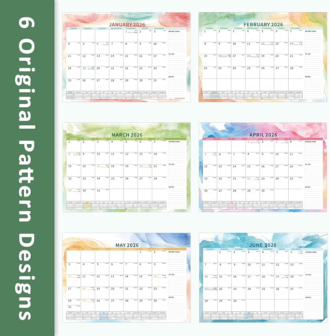 Ospelelf Magnetic Calendar 2026-2027 for Refrigerator, Desk Wall Calendar, January 2026 - June 2027, Monthly Large Planner Pad with Plastic Cover 17" X 12" Multicolor