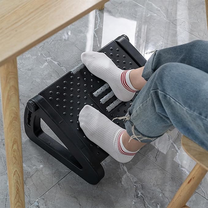Adjustable Height Foot Rest with Massage Surface for Under Desk, 6 Height Adjustable Foot Stool for Desk at Work for Home, Office