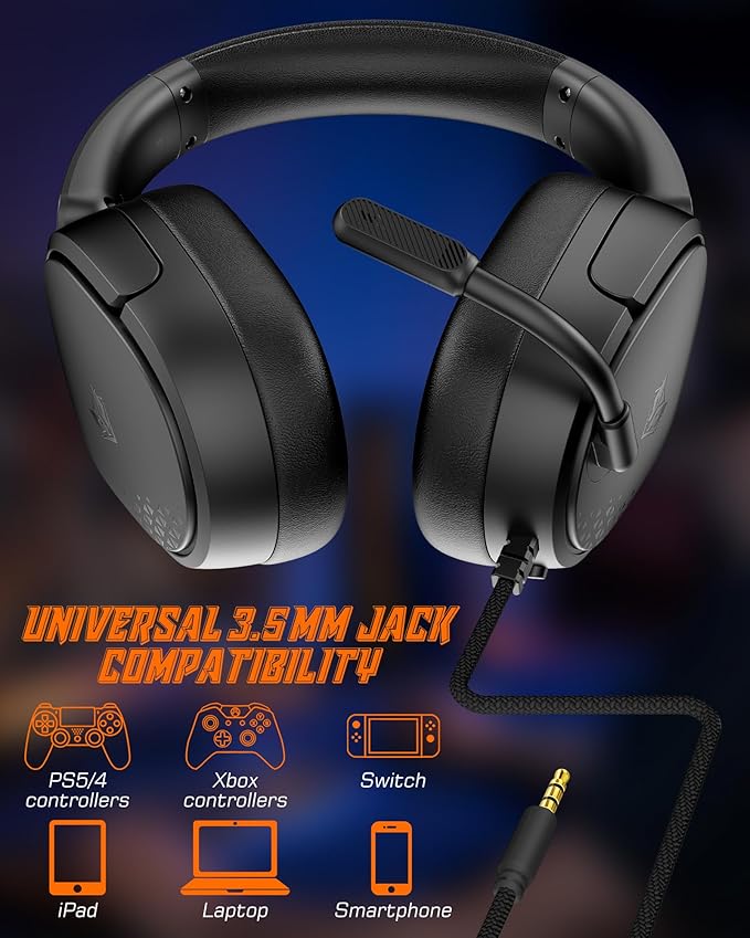 NUBWO HG04L Gaming Headset for PS5/PS4, Xbox Series X|S/Xbox One, Switch – 250g Lightweight, Clear Unidirectional Mic, Soft Memory Earmuffs, 3.5mm Jack for Gaming & Work - Black