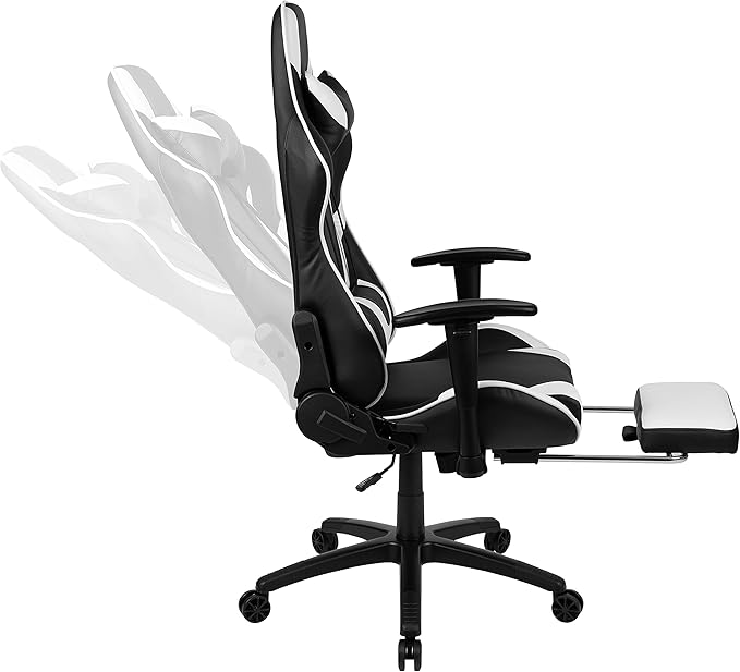 Flash Furniture Optis Black Gaming Desk and Black Footrest Reclining Gaming Chair Set with Cup Holder, Headphone Hook & 2 Wire Management Holes