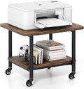 Giantex Under Desk Printer Stand, 2-Tier Mobile Printer Table with Storage Shelf, Lockable Wheels & Metal Frame, Rolling Printer Cart Holder, Storage Rack for Home Office Scanner Fax Machine (Brown)